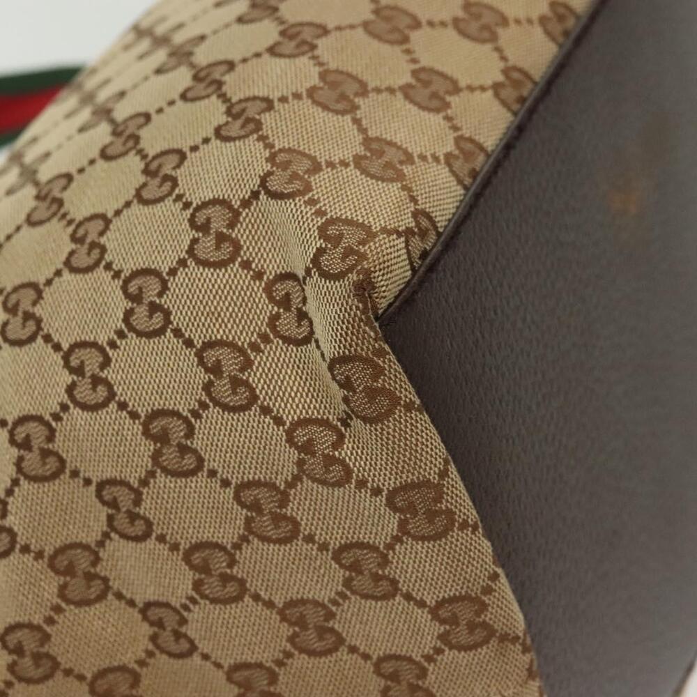 GUCCI GG Canvas Web Sherry Line Tote Bag Beige Green Red - Picture 12 of 16